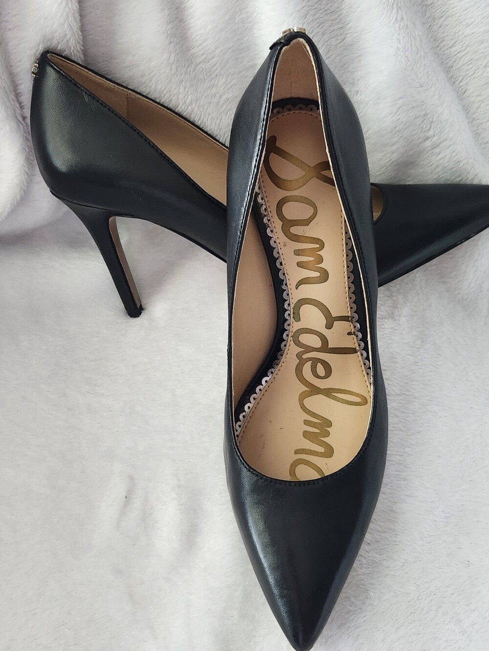 Sam Edelman Black Pointed Toe Leather Stiletto Heels